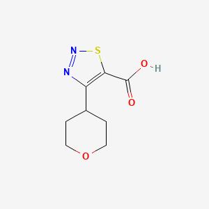 4-(Tetrahydro-2H-pyran-4-yl)-1,2,3-thiadiazole-5-carboxylic acid chemical structure (CAS 2091281-38-6)