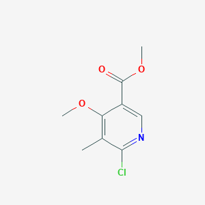 Methyl 6-chloro-4-methoxy-5-methylnicotinate chemical structure (CAS 2091625-24-8)
