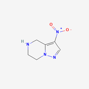 3-Nitro-4,5,6,7-tetrahydropyrazolo[1,5-a]pyrazine chemical structure (CAS 2091950-19-3)