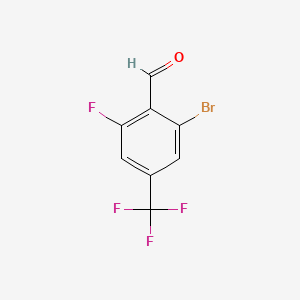 2-Bromo-6-fluoro-4-(trifluoromethyl)benzaldehyde chemical structure (CAS 2092468-34-1)