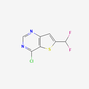 4-Chloro-6-(difluoromethyl)thieno[3,2-d]pyrimidine chemical structure (CAS 2092627-98-8)