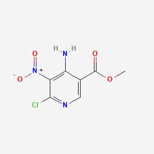 Methyl 4-amino-6-chloro-5-nitronicotinate chemical structure (CAS 2092721-53-2)