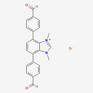 4,7-Bis(4-formylphenyl)-1,3-dimethyl-1H-benzo[d]imidazol-3-ium bromide chemical structure (CAS 2092907-96-3)