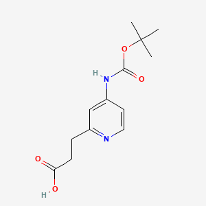 3-(4-((tert-Butoxycarbonyl)amino)pyridin-2-yl)propanoic acid chemical structure (CAS 2093275-38-6)
