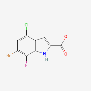 Methyl 6-bromo-4-chloro-7-fluoro-1H-indole-2-carboxylate chemical structure (CAS 2093388-50-0)