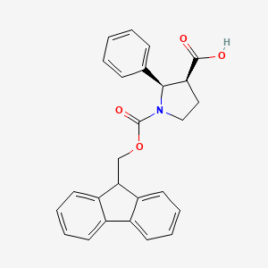 (2R,3S)-1-(((9H-Fluoren-9-yl)methoxy)carbonyl)-2-phenylpyrrolidine-3-carboxylic acid chemical structure (CAS 2094028-78-9)