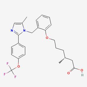 (R)-3-Methyl-6-(2-((5-methyl-2-(4-(trifluoromethoxy)phenyl)-1H-imidazol-1-yl)methyl)phenoxy)hexanoic acid chemical structure (CAS 2095128-17-7)
