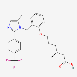 (R)-3-Methyl-6-(2-((5-methyl-2-(4-(trifluoromethyl)phenyl)-1H-imidazol-1-yl)methyl)phenoxy)hexanoic acid chemical structure (CAS 2095128-20-2)
