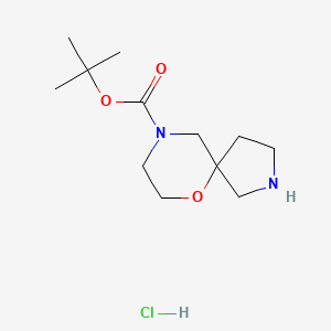 tert-Butyl 6-oxa-2,9-diazaspiro[4.5]decane-9-carboxylate hydrochloride chemical structure (CAS 2095192-22-4)