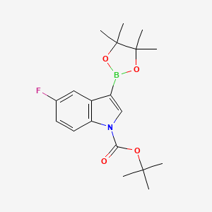 tert-Butyl 5-fluoro-3-(4,4,5,5-tetramethyl-1,3,2-dioxaborolan-2-yl)-1H-indole-1-carboxylate chemical structure (CAS 2095464-28-9)