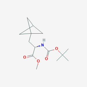 Methyl (S)-3-(bicyclo[1.1.1]pentan-1-yl)-2-((tert-butoxycarbonyl)amino)propanoate chemical structure (CAS 2095488-04-1)