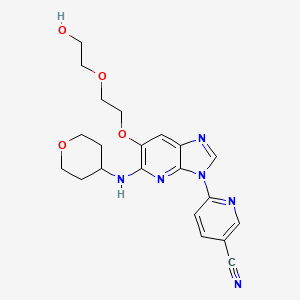 6-(6-(2-(2-Hydroxyethoxy)ethoxy)-5-((tetrahydro-2H-pyran-4-yl)amino)-3H-imidazo[4,5-b]pyridin-3-yl)nicotinonitrile chemical structure (CAS 2095615-97-5)