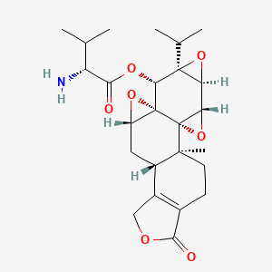 (5bS,6aS,7aR,8R,8aS,9aS,9bS,10aS,10bS)-8a-Isopropyl-10b-methyl-3-oxo-1,2,3,5,5b,6,6a,8,8a,9a,9b,10b-dodecahydrotris(oxireno)[2',3':4b,5;2'',3'':6,7;2''',3''':8a,9]phenanthro[1,2-c]furan-8-yl D-valinate chemical structure (CAS 2095780-08-6)