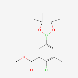 Methyl 2-chloro-3-methyl-5-(4,4,5,5-tetramethyl-1,3,2-dioxaborolan-2-yl)benzoate chemical structure (CAS 2096330-10-6)