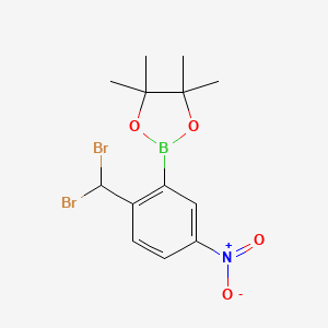 2-(2-(Dibromomethyl)-5-nitrophenyl)-4,4,5,5-tetramethyl-1,3,2-dioxaborolane chemical structure (CAS 2096330-15-1)