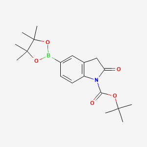 tert-Butyl 2-oxo-5-(4,4,5,5-tetramethyl-1,3,2-dioxaborolan-2-yl)indoline-1-carboxylate chemical structure (CAS 2096332-45-3)
