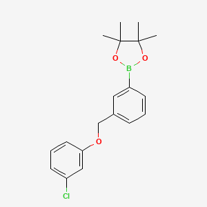 2-(3-((3-Chlorophenoxy)methyl)phenyl)-4,4,5,5-tetramethyl-1,3,2-dioxaborolane chemical structure (CAS 2096332-64-6)