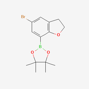 2-(5-Bromo-2,3-dihydrobenzofuran-7-yl)-4,4,5,5-tetramethyl-1,3,2-dioxaborolane chemical structure (CAS 2096333-86-5)