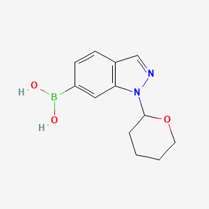 (1-(Tetrahydro-2H-pyran-2-yl)-1H-indazol-6-yl)boronic acid chemical structure (CAS 2096337-20-9)
