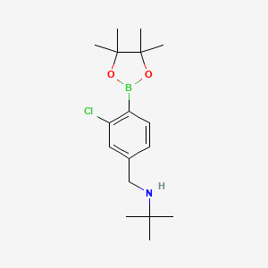N-(3-Chloro-4-(4,4,5,5-tetramethyl-1,3,2-dioxaborolan-2-yl)benzyl)-2-methylpropan-2-amine chemical structure (CAS 2096337-36-7)