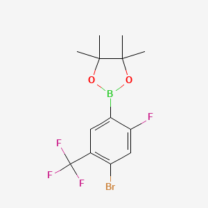 2-(4-Bromo-2-fluoro-5-(trifluoromethyl)phenyl)-4,4,5,5-tetramethyl-1,3,2-dioxaborolane chemical structure (CAS 2096337-75-4)