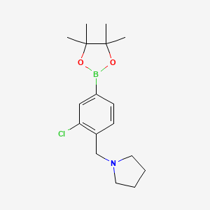 1-(2-Chloro-4-(4,4,5,5-tetramethyl-1,3,2-dioxaborolan-2-yl)benzyl)pyrrolidine chemical structure (CAS 2096337-95-8)
