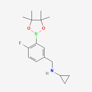 5-(Cyclopropylaminomethyl)-2-fluorophenylboronic acid pinacol ester chemical structure (CAS 2096338-43-9)