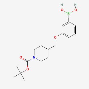 (3-((1-(tert-Butoxycarbonyl)piperidin-4-yl)methoxy)phenyl)boronic acid chemical structure (CAS 2096340-06-4)