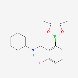 N-(2-Fluoro-6-(4,4,5,5-tetramethyl-1,3,2-dioxaborolan-2-yl)benzyl)cyclohexanamine chemical structure (CAS 2096340-26-8)