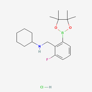 N-(2-Fluoro-6-(4,4,5,5-tetramethyl-1,3,2-dioxaborolan-2-yl)benzyl)cyclohexanamine hydrochloride chemical structure (CAS 2096340-27-9)