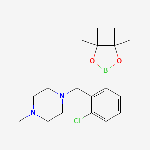 1-(2-Chloro-6-(4,4,5,5-tetramethyl-1,3,2-dioxaborolan-2-yl)benzyl)-4-methylpiperazine chemical structure (CAS 2096340-35-9)