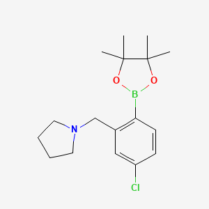1-(5-Chloro-2-(4,4,5,5-tetramethyl-1,3,2-dioxaborolan-2-yl)benzyl)pyrrolidine chemical structure (CAS 2096341-79-4)
