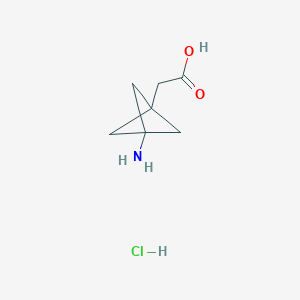 2-(3-Aminobicyclo[1.1.1]pentan-1-yl)acetic acid hydrochloride chemical structure (CAS 2096992-16-2)