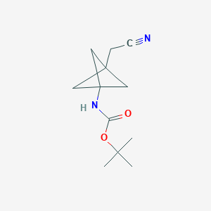 tert-Butyl (3-(cyanomethyl)bicyclo[1.1.1]pentan-1-yl)carbamate chemical structure (CAS 2096992-22-0)
