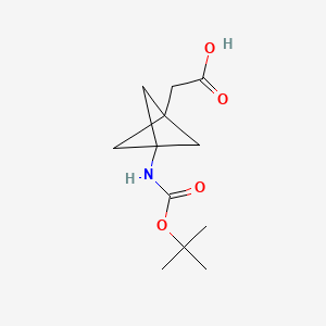 2-(3-((tert-Butoxycarbonyl)amino)bicyclo[1.1.1]pentan-1-yl)acetic acid chemical structure (CAS 2096992-27-5)