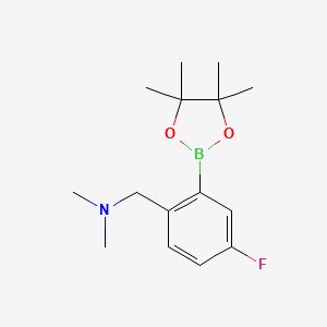 1-(4-Fluoro-2-(4,4,5,5-tetramethyl-1,3,2-dioxaborolan-2-yl)phenyl)-N,N-dimethylmethanamine chemical structure (CAS 2096996-93-7)