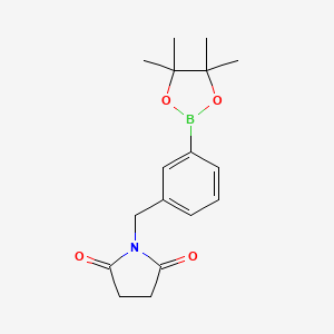1-(3-(4,4,5,5-Tetramethyl-1,3,2-dioxaborolan-2-yl)benzyl)pyrrolidine-2,5-dione chemical structure (CAS 2096997-21-4)