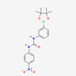 1-(4-Nitrophenyl)-3-(3-(4,4,5,5-tetramethyl-1,3,2-dioxaborolan-2-yl)phenyl)urea chemical structure (CAS 2096998-08-0)