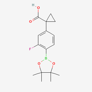 1-(3-Fluoro-4-(4,4,5,5-tetramethyl-1,3,2-dioxaborolan-2-yl)phenyl)cyclopropanecarboxylic acid chemical structure (CAS 2096998-21-7)