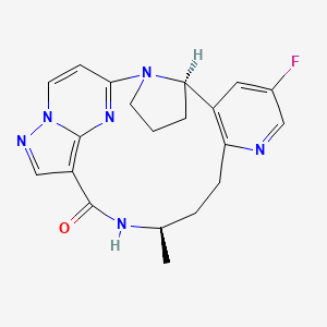(3aR,10R)-5-Fluoro-1,2,3,3a,8,9,10,11-octahydro-10-methyl-12H-15,17-ethenopyrazolo[3,4-d]pyrido[2,3-k]pyrrolo[2,1-m][1,3,7]triazacyclotridecin-12-one chemical structure (CAS 2097002-61-2)