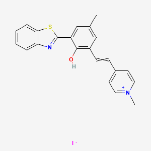4-(3-(Benzo[d]thiazol-2-yl)-2-hydroxy-5-methylstyryl)-1-methylpyridin-1-ium iodide chemical structure (CAS 2097189-04-1)