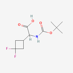 2-((tert-Butoxycarbonyl)amino)-2-(3,3-difluorocyclobutyl)acetic acid chemical structure (CAS 2097944-52-8)