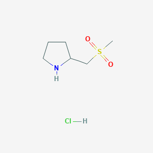 2-((Methylsulfonyl)methyl)pyrrolidine hydrochloride chemical structure (CAS 2098084-15-0)