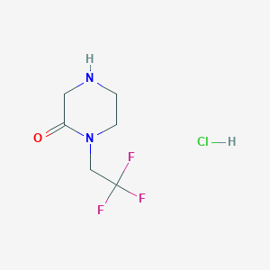 1-(2,2,2-Trifluoroethyl)piperazin-2-one hydrochloride chemical structure (CAS 2098114-26-0)