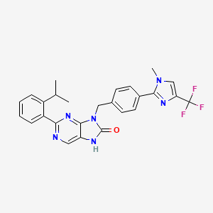 2-(2-Isopropylphenyl)-9-(4-(1-methyl-4-(trifluoromethyl)-1H-imidazol-2-yl)benzyl)-7,9-dihydro-8H-purin-8-one chemical structure (CAS 2098211-50-6)
