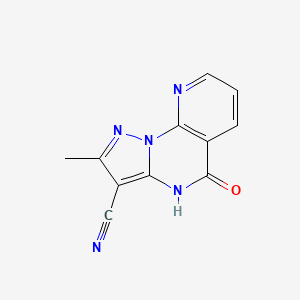 2-Methyl-5-oxo-4,5-dihydropyrazolo[1,5-a]pyrido[3,2-e]pyrimidine-3-carbonitrile chemical structure (CAS 2098902-68-0)