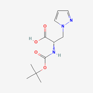 (S)-2-((tert-Butoxycarbonyl)amino)-3-(1H-pyrazol-1-yl)propanoic acid chemical structure (CAS 21012-18-0)