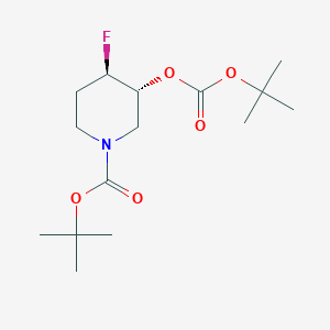 rel-(3R,4R)-tert-Butyl 3-((tert-butoxycarbonyl)oxy)-4-fluoropiperidine-1-carboxylate chemical structure (CAS 2101206-65-7)