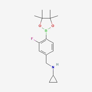 N-(3-Fluoro-4-(4,4,5,5-tetramethyl-1,3,2-dioxaborolan-2-yl)benzyl)cyclopropanamine chemical structure (CAS 2101295-13-8)