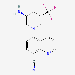 5-((3R,5S)-3-Amino-5-(trifluoromethyl)piperidin-1-yl)quinoline-8-carbonitrile chemical structure (CAS 2101938-42-3)